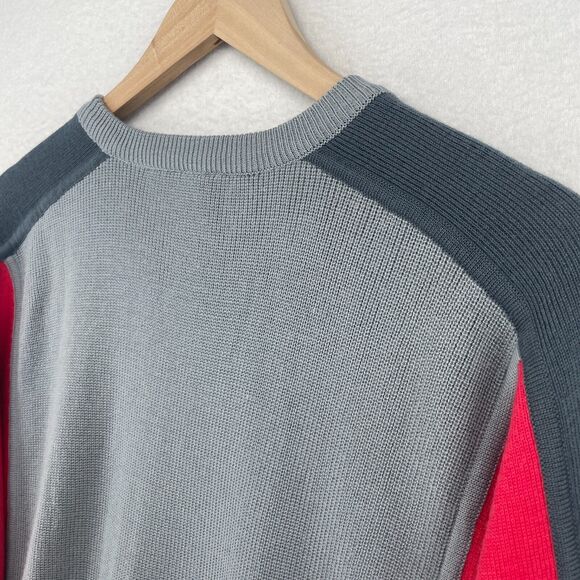 Vtg 80s PROFILE Sweater Mens L Ski Wool Colorblock Jumper Crewneck Blue HK - Picture 6 of 11